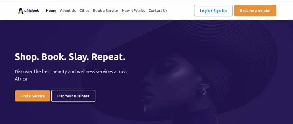 Afrisleek beauty and wellness booking platform built by Isoftke