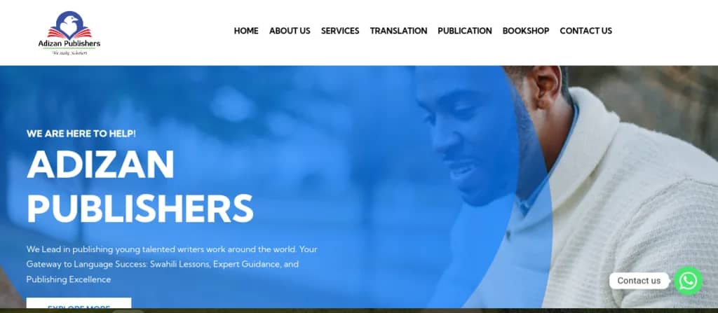 Adizan Publishers website built by Isoftke