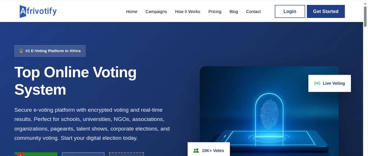 Afrivotify online voting system built by Isoftke
