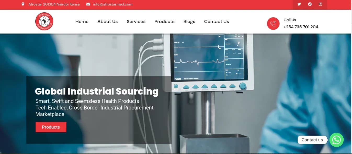 Afrostar Diagnostics website built by Isoftke
