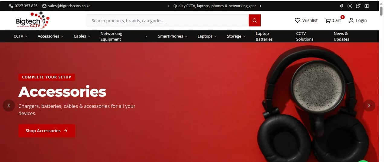 Bigtech electronics and accessories online shop built by Isoftke