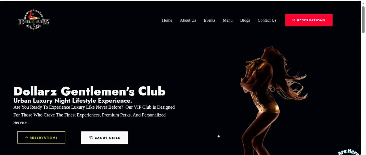 Dollarz Gentlemen's Club website built by Isoftke