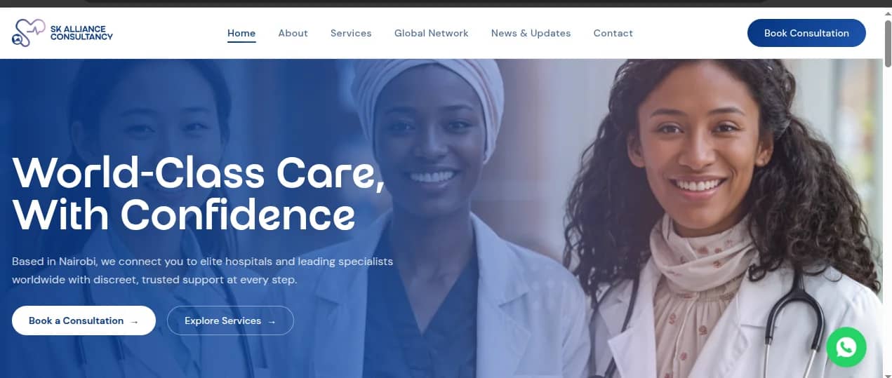 Healthcare consultancy website built by Isoftke