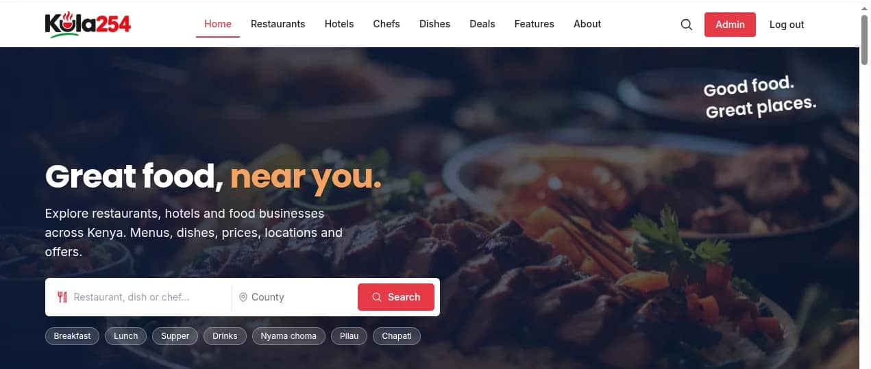 Kula254 restaurant and food discovery platform built by Isoftke