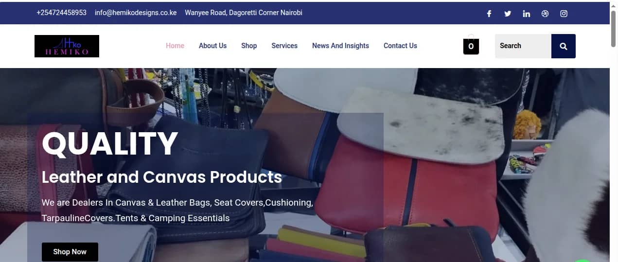 Leather and canvas products eCommerce website built by Isoftke
