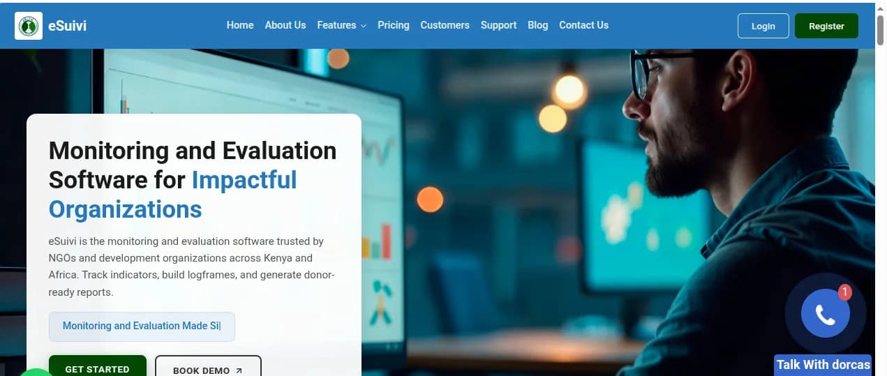 Monitoring and evaluation software website built by Isoftke
