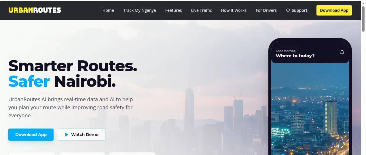 UrbanRoutes smart route planning app for Nairobi built by Isoftke